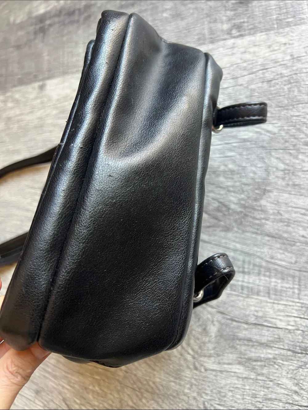 Vintage Aurielle Black Leather 3 Compartments Organizer Shoulder Backpack